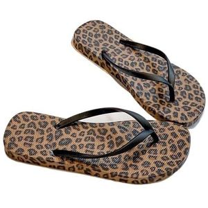 Doucheschoenen, Slippers met luipaardprint for dames, sandalen dikke zool en sleehak(40 EU)