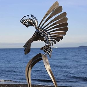 3D Wind Powered Kinetic Sculpture, unieke en magische metalen windmolen, roestvrijstalen windspinner, sculpturen bewegen met de wind, windvangers buiten decoratie