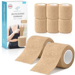 Health Press® Zelfklevend Verband – 4x Rollen Elastisch Verband Beige (5,0cm x 4,5m) | Fixatieband Waterdicht voor Mensen & Dieren | Bandage voor Gewrichten, Vingers & Poten