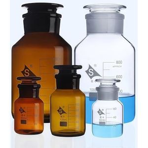 Bruine/transparante, brede glazen reagensfles met geslepen stop for laboratoriummonsters (500 ml bruin)(125mL brown 4pcs)