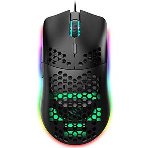 Wired Gaming Mouse, J900 6 RGB Lighting 6400 DPI programmeerbare USB-gamingmuizen met 6 knoppen, Honeycomb Shell Ergonomisch ontwerp voor PC Gamers en Xbox en PS4-gebruikers