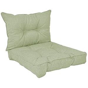 POKAR Loungekussen, stoelkussen voor stoel, rotan meubels, tuinmeubelen, kussens, set van 2 zitkussens, 70 x 70 x 10 cm + rugleuning 70 x 40 x 10 cm, groen