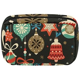 Cosmetische Rits Pouch Make-up Bag Reizen Waterdichte Toiletry Zakken voor Vrouwen Decoratieve Kerst Achtergrond, Meerkleurig, 17.5x7x10.5cm/6.9x4.1x2.8in