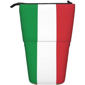 Evengigy Italië Vlag Print Leuke Potlood Case met Zip Verstelbare Stand Potlood Houder Grappige Make-up Tas, Zwart, Eén maat, Tas Organizer