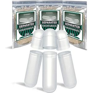 WANANFU Gescheiden Lege Capsules Maat 00 Vegetarisch (200 stuks), Compatibel met Capsule Vulmachine Maat 00