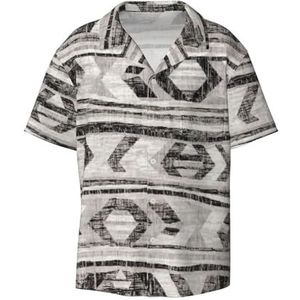 OdDdot Grijs tribal print heren button down shirt korte mouw casual shirt voor mannen zomer business casual overhemd, Zwart, 4XL