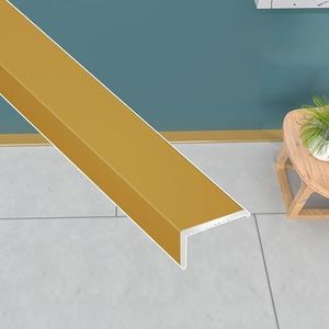 Vloerdrempel Overgangsstrip， 8,8ft trapneusrandafwerking, aluminiumlegering randbeschermer for hardhouten vloeren, L-vormige vinyl vloertrede-tredestrip(Gold)
