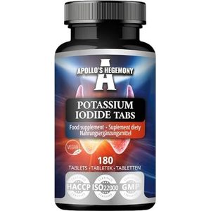 Kaliumjodide 150 mcg per portie - 180 plantaardige tabletten - 720 porties - voor een optimale klierfunctie en energiestofwisseling - voedingssupplement van Apollo's Hegemony