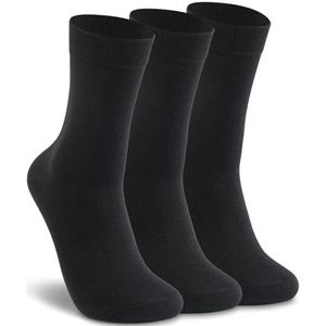 LIXIA Dames Dunne Merino Wollen Sokken Mid-Kuit Licht Gewicht Gezellig Warm Ademend Multi Kleuren Dagelijks Dragen Winter Liners, 3 paar - zwart, one size