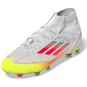 adidas Women's F50 League Mid Top Firm Multi Ground Sneaker, White/Lucid Red/Solar Yellow, 7