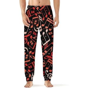 Rode Muzikale Noten Mannen Pyjama Broek Zachte Lange Pjs Bottoms Elastische Nachtkleding Broek 5XL