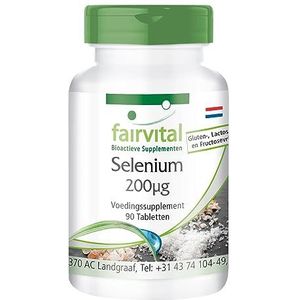 Fairvital | Selenium 200µg - HOOG GEDOSEERD - VEGAN - van seleniumgist - goede biologische beschikbaarheid - 90 seleen tabletten