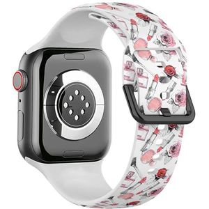 Sport zachte band compatibel met Apple Watch 38/40/41mm (parfum lippenstift make-up borstel) siliconen armband band accessoire voor iWatch
