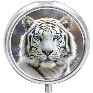 Draagbare Pillendoos Pil Case Witte Tijger Reizen Pillendoos Kleine Pil Case Dagelijkse Pil Container Pil Organizer Pocket Geneeskunde Doos Leuke Pil Case