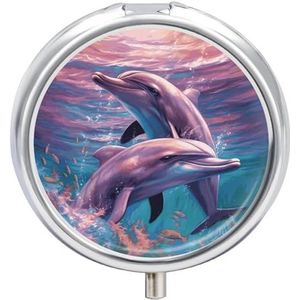 Pillendoosjes - Dolfijnen Kunst - Draagbare Medicatie Organizer - 3 Compartimenten