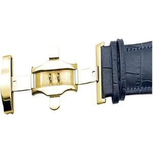 Kijk naar bands Horlogebanden Leren armband Donkerblauwe horlogeband Vlindersluiting Horlogeband Horlogeband Vervangingsband Dagelijks (Color : Blue Gold Clasp, Size : 24mm)