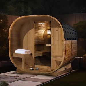 Home Deluxe - Outdoor sauna Cube Deluxe L. Afmetingen: ca. 220 cm x 185 cm x 194 cm, hout: sparrenhout, inclusief saunaoven en sauna-accessoires, tuinsauna, buitensauna, saunavat voor 4 personen.