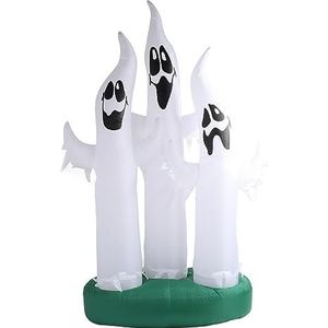 Halloween opblaasbare 3 geesten 3 spoken 3 meter Halloween opblaasbare witte spook met LED-licht voor outdoor tuin gazon tuindecoratie 100 tot 240 V (EU-stekker)