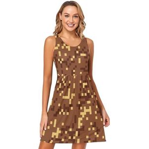 LI ZHI XIN Dames Zomerjurken Ronde Hals Casual A-lijn Mouwloos Vest Jurken met Zakken Mozaïek Camo Patroon, Meerkleurig, S
