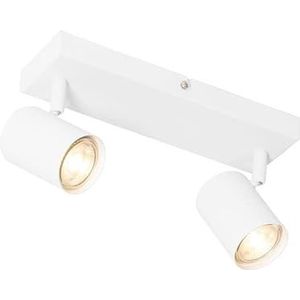 QAZQA - Moderne spot wit verstelbaar vierkant 2-lichts - Jeana | Woonkamer | Slaapkamer | Keuken - Staal Langwerpig - GU10 Geschikt voor LED - Max. 2 x 35 Watt