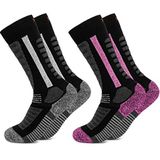 Occulto kinder skisokken pak van 2 (model: Charlie) Zwart-Roze 27-30