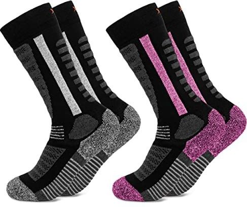 Occulto kinder skisokken pak van 2 (model: Charlie) Zwart-Roze 27-30