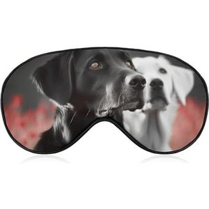 Lichtgewicht oogmasker met verstelbare riem, zwart-wit hondenprint, comfortabele slaapmaskers, lichtblokkerende ooglapjes, oogbedekking voor kantoor, dutje en reizen