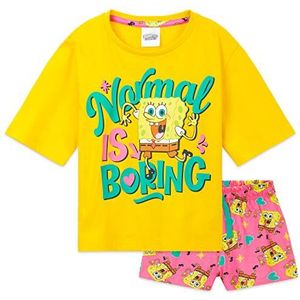 Spongebob Spongebob Spongebob pyjama voor kinderen, meisjes, set van T-shirt en pyjama voor meisjes, kort - Spongebob pyjama voor meisjes, korte pyjama's, geel/roze, 5-6 Jaar