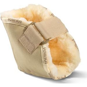 Fellhof Hielbeschermer van Lamsvel, anti-decubitus hielkussen voor bedlegeringen, Oeko-Tex®-gecertificeerd, wasbaar op 30 °C (beige, in grootte verstelbaar)