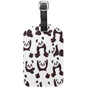 Panda Leuke Baby Wit Lederen Bagage Bagage Koffer Tag ID Label Voor Reizen (3 Stks), Patroon, 12.5(cm)L x 7(cm)W