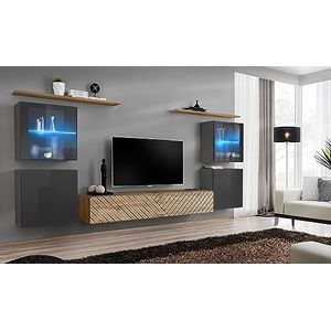 Deconation Switch XIV wandmeubelset voor houten tv - beige en grijs - L 320 x H 160 x D 40 cm