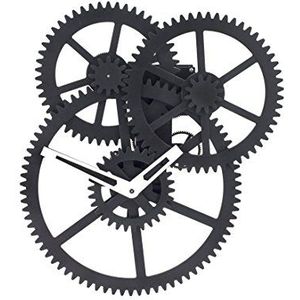 Kikkerland Wall Triple Gear Clock Fietsopslag, zwart, één maat