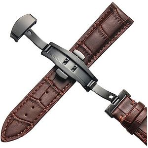 LUGEMA Lederen Horlogeband Rose Goud Vlinder Gesp Horloge Band Croco Graan Armband Compatibel Met Horlogebandje 16 18 19 20 21 22 Mm Cinta (Color : Grey, Size : 21mm)