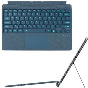 HEKUEUN Type Cover Voor Microsoft Surface Pro 11 / Pro 10 / Pro 9 / Pro 8 / Pro X, 7-Kleuren Verlicht Bluetooth-Touchpadtoetsenbord, Draagbaar Ultradun Afneembaar Toetsenbord,Blauw