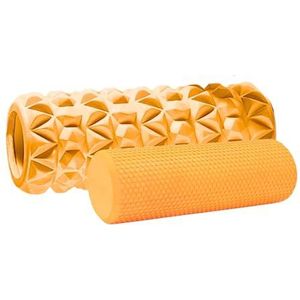 2x Foam Roller Fasciarol - Schuimrubber rol - Fitness Massagerol voor Triggerpoint-Massage in Rug, Nek, Benen Tijdens de Fasciatraining met de Gymnastiekrol voor Mannen en Vrouwen. 33x14cm//29x10cm