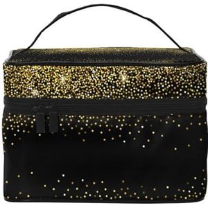 Gouden Glitter Patroon, Make-up Tas Cosmetische Tas Draagbare Reizen Toilettas Potlood Case Toilettas, zoals afgebeeld, Eén maat