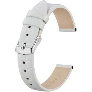 Jeniko Lederen Horlogeband For Dames Vrouwen 8mm 10mm 12mm 14mm 16mm 18mm 19mm 20mm Vervanging Band Roestvrij Gesp (Color : White-Silver, Size : 8mm)
