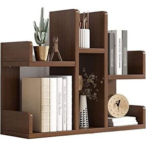 Boekenplank Boekenkast Eenvoudige Desktop Boekenplank Boekenkast Bergvormige Meerlaagse Plank Display Rack Opbergrek Cosmetische Dozen Wandgemonteerde Boekenplank ( Color : Brown , Size : 58*18*47cm )