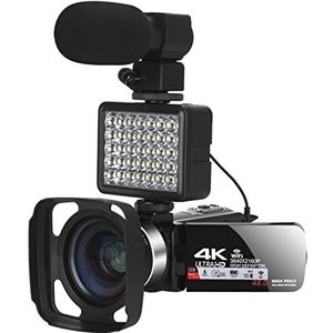 Videocamera Camcorder Videocamera camcorder, 4k ultra HD Videocamera VLOGGING VIDEO CAMERA for VLOG OPNAME 3.0Inch 4 8MP 16X Digitale zoomen met WiFi-functiecamcorder Multifunctionele vlogcamera(16G S