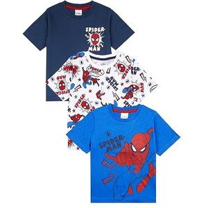 Marvel Spiderman Jongens T-Shirts Pack van 3, Spiderman Korte Mouw 3PK T-shirts voor jongens, officiële Spiderman Kleding Merchandise, Meerkleurig, 4-5 jaar