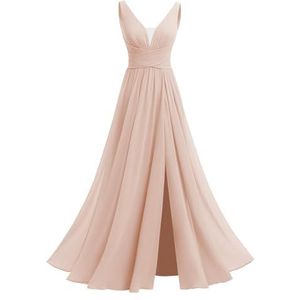 Off-shoulder bruidsmeisje jurken A-lijn formele avond prom jurk voor vrouwen met split WYX545, Blush Roze, 42