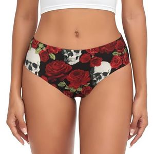 ASFgda Ademend ondergoed met rozenschedel voor dames, stretch perfect ondergoed, super zacht comfortabel, verkrijgbaar in grote maten, Zwart, XS