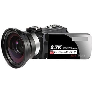 Videocamera, 2.7K Video Camera Portable Digital Camcorder 16X Digital Zoom 3.0 Inch Touch LCD Screen Camcorder With WiFi(64GB SD Card,Camera-Lens)