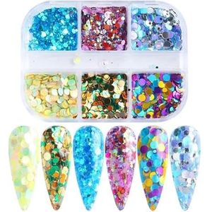 6/12 Grids/Set Onregelmatige Nagels Abalone Schelp Slice Natuurlijke Mica Steen Fragment Polish DIY Manicure Paillette Decoraties-1909-09