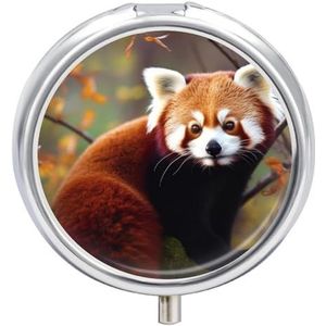 Rode panda pillendoos 3 compartimenten reizen pillenorganizer met spiegelontwerp draagbare pillendoos voor zak of portemonnee ronde medicijnkoffer wekelijkse medicijncontainer houder voor dagelijkse