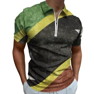 Vintage Saint Vincent Vlag Half Zip-up Polo Shirts Voor Mannen Slim Fit Korte Mouw T-shirt Sneldrogende Golf Tops Tees S