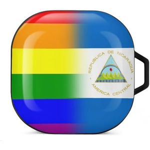 LGBT Pride en Nicaragua vlag oordopjes hoesje compatibel met Samsung hard shell beschermhoes zwart stijl