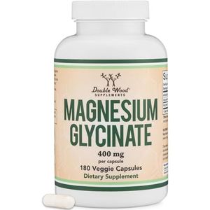Magnesium Glycinate 400mg, 180 Capsules (Vegan Safe, Manufactured and Third Party Tested in The USA, Gluten Free, Non-GMO) High Absorption Magnesium by Double Wood