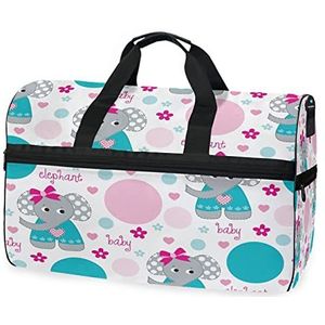 Olifant Baby Roze Dier Sport Zwemmen Gym Tas met Schoenen Compartiment Weekender Duffel Reistassen Handtas voor Vrouwen Meisjes Mannen