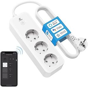 Eightree Intelligent meervoudig stopcontact met 3 AC-stopcontacten, wifi, met verbruiksbewaking en afstandsbediening, compatibel met Alexa, Google Home, SmartThings, spraakbediening, 16 A, 1,5 m